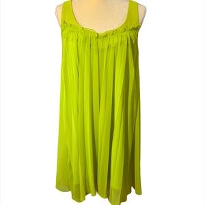 CUE Neon Green Sleeveless Pleated Dress Size 10